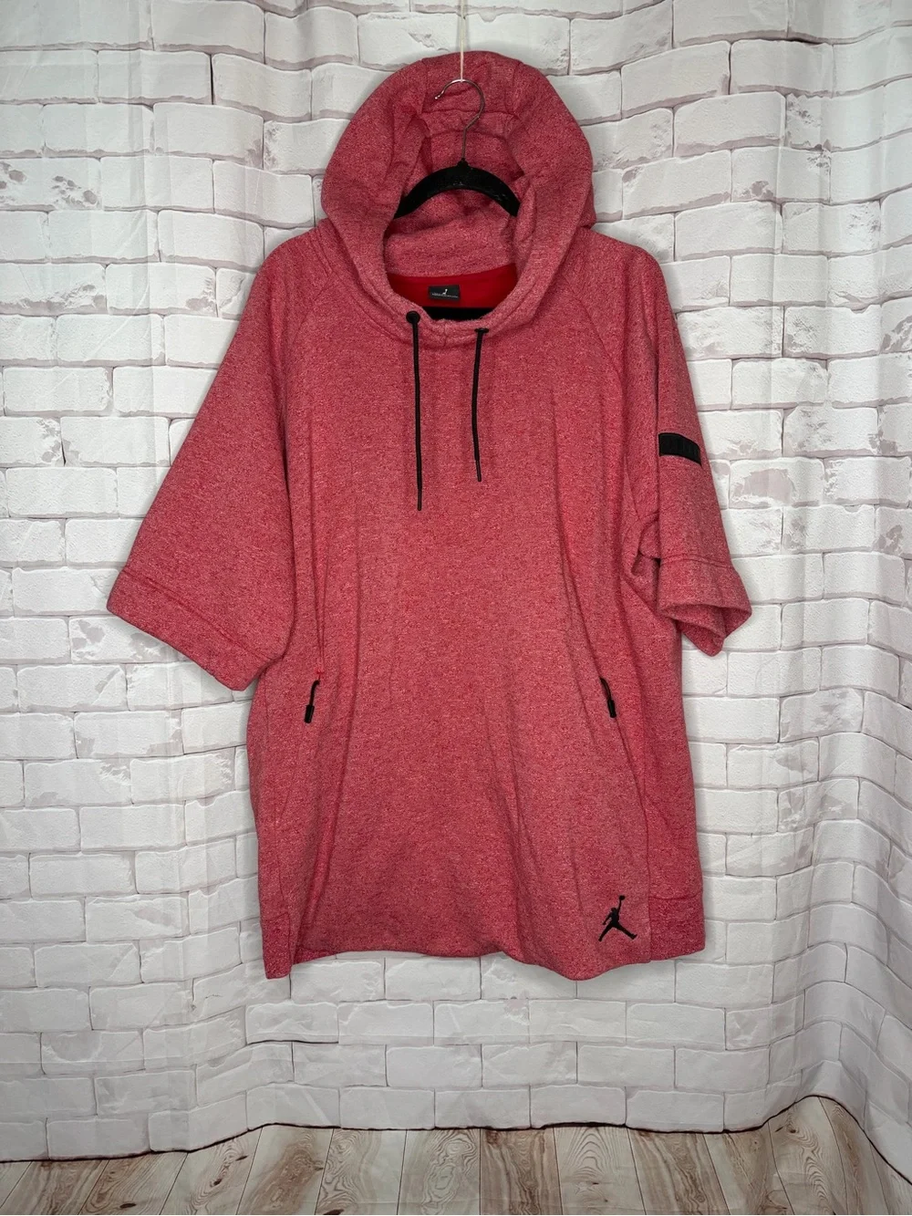 Air Jordan Short Sleeve Hoodie | Men’s XXL | Heathered Pink Performance Pullover